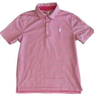 JOHNNIE-O Boys Pink Striped Performance Polo Size 12